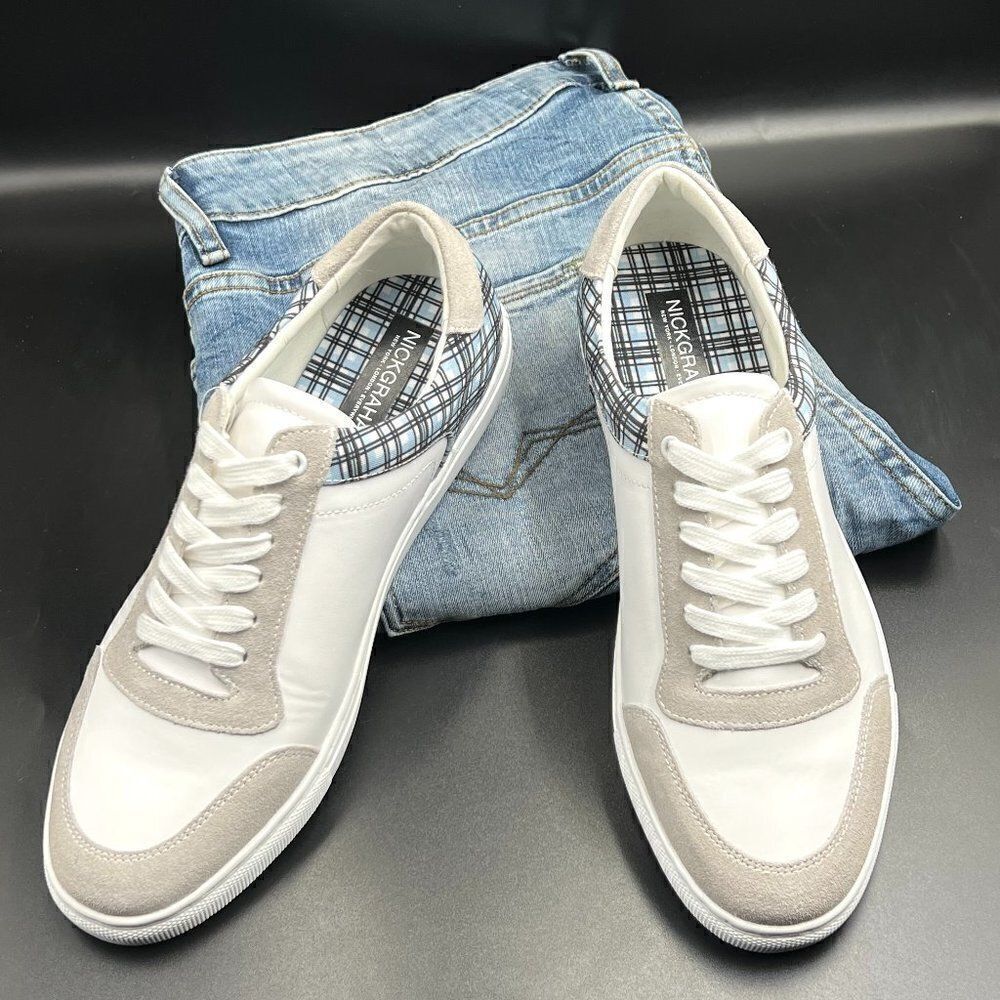 Nick Graham Plaid Leather Sneakers
